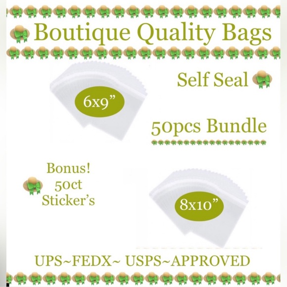 50pcs Bag Bundle 25 (6x9”) & 25 (8x10”) Clear Cello Bags w/Free Stickers… - Picture 1 of 11